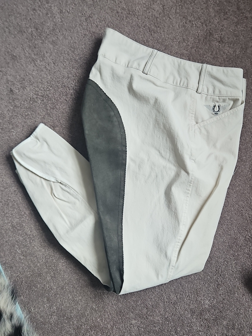 Womens Riding Breeches in Off-White with Gray Full Seat
